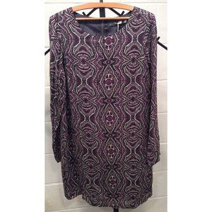 NWT Prana Tunic Shift Dress Cece Black Purple Gray Lined Small S Zipper New